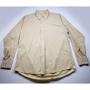 Mens Burberry London Button Down Yellow Plaid Cotton USA L Large Lg